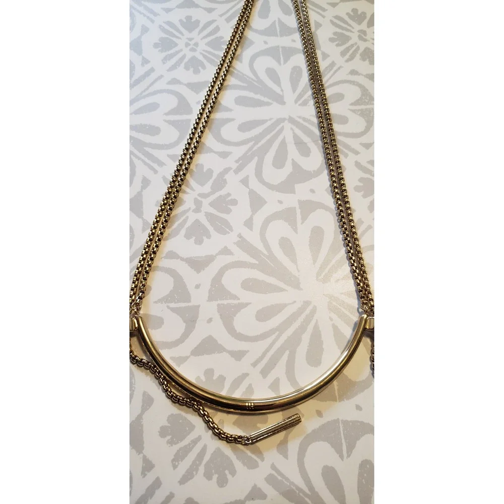 India Hicks 12k Gold Plated Curved Bar Bolo Necklace - Picture 3 of 5